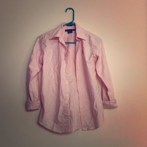 Red and white striped Ralph Lauren button up size0